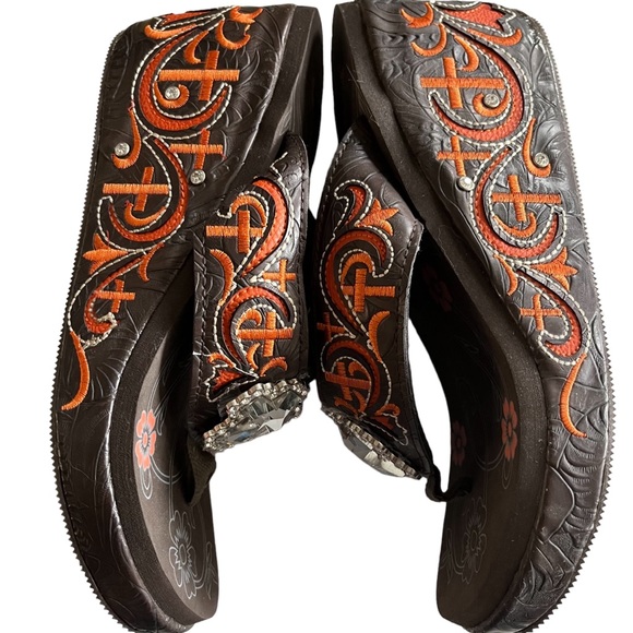 NWT - Montana West Flip Flops Brown and Orange Size 10 - Picture 5 of 10